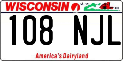 WI license plate 108NJL
