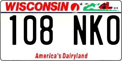 WI license plate 108NKO