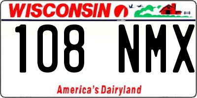 WI license plate 108NMX