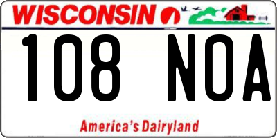 WI license plate 108NOA