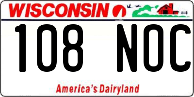 WI license plate 108NOC