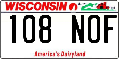 WI license plate 108NOF