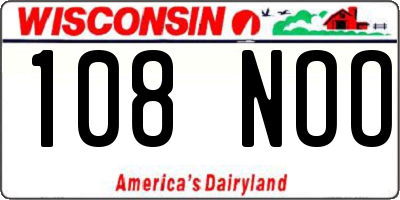 WI license plate 108NOO