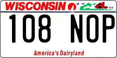 WI license plate 108NOP