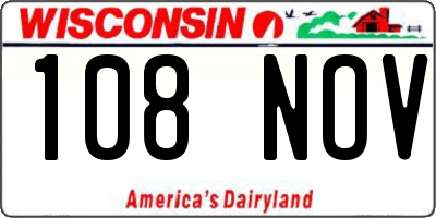 WI license plate 108NOV