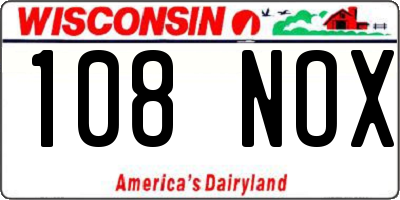 WI license plate 108NOX