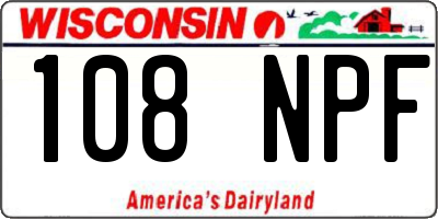 WI license plate 108NPF