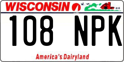 WI license plate 108NPK