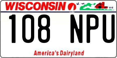 WI license plate 108NPU