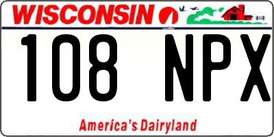 WI license plate 108NPX