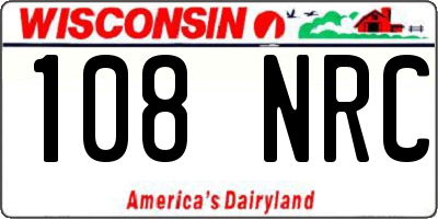 WI license plate 108NRC