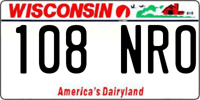 WI license plate 108NRO