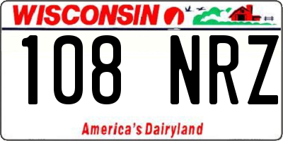 WI license plate 108NRZ
