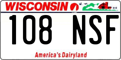 WI license plate 108NSF