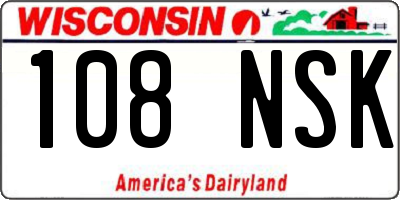 WI license plate 108NSK