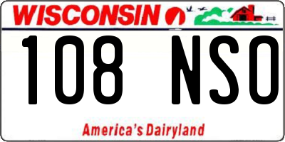 WI license plate 108NSO