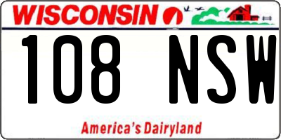 WI license plate 108NSW