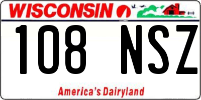 WI license plate 108NSZ
