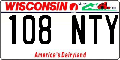 WI license plate 108NTY
