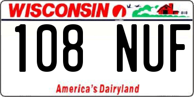 WI license plate 108NUF