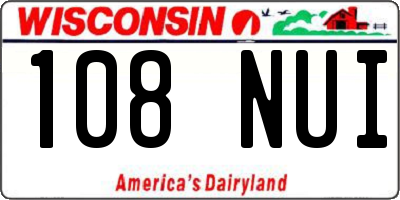 WI license plate 108NUI