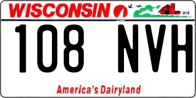 WI license plate 108NVH