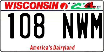 WI license plate 108NWM