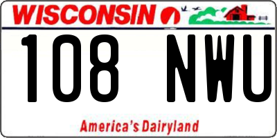 WI license plate 108NWU