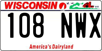 WI license plate 108NWX