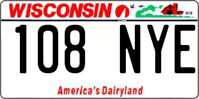 WI license plate 108NYE