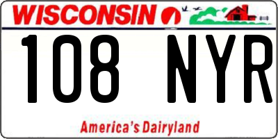 WI license plate 108NYR