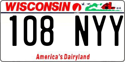 WI license plate 108NYY