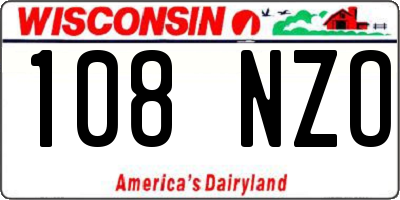 WI license plate 108NZO