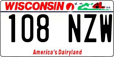 WI license plate 108NZW