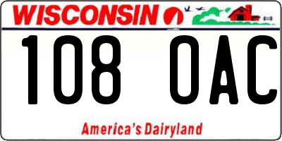WI license plate 108OAC