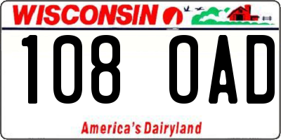 WI license plate 108OAD