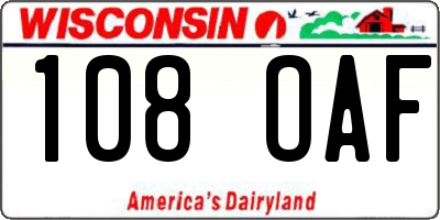 WI license plate 108OAF