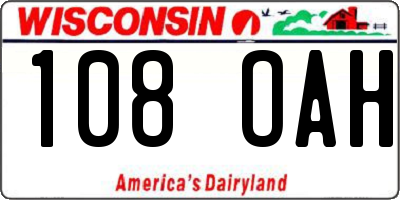 WI license plate 108OAH