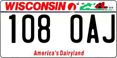 WI license plate 108OAJ