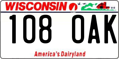 WI license plate 108OAK