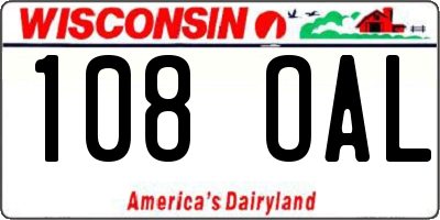 WI license plate 108OAL