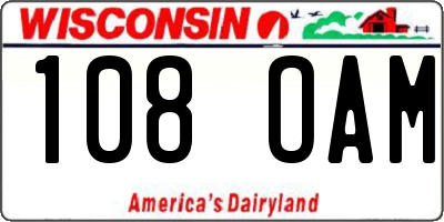 WI license plate 108OAM