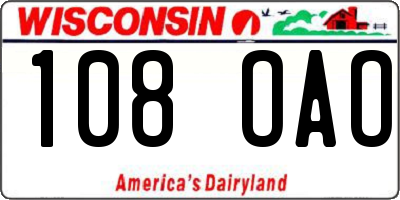 WI license plate 108OAO