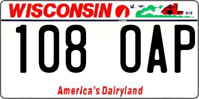 WI license plate 108OAP