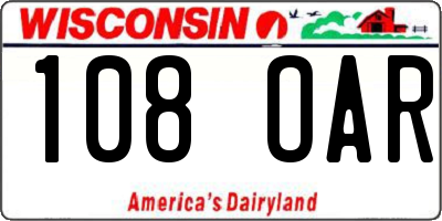 WI license plate 108OAR