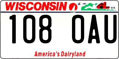 WI license plate 108OAU