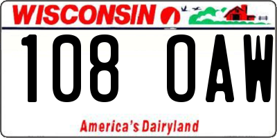 WI license plate 108OAW
