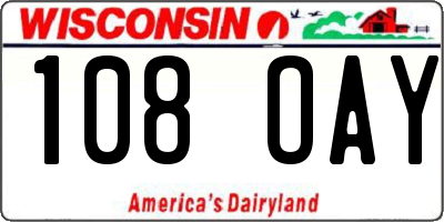 WI license plate 108OAY