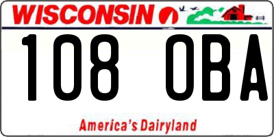 WI license plate 108OBA