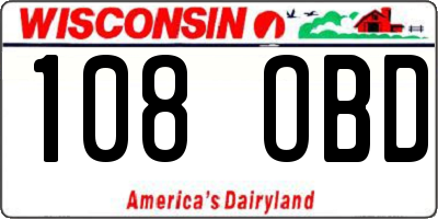WI license plate 108OBD